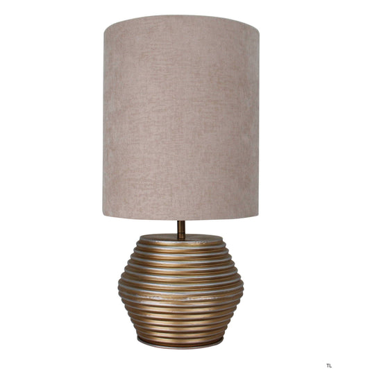 Chericoni Modena tafellamp, 1-lichts, Ø 30 cm, goud en crème design, perfect voor moderne en elegante interieurs