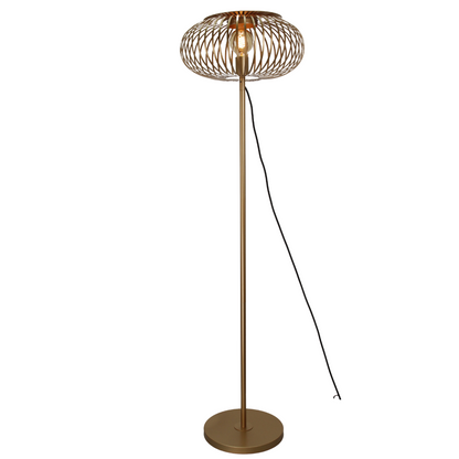 Vloerlamp Chericoni Curvato, goud, Ø40 cm, verstelbare hoogte van 59 tot 143 cm. Modern design voor sfeervolle verlichting