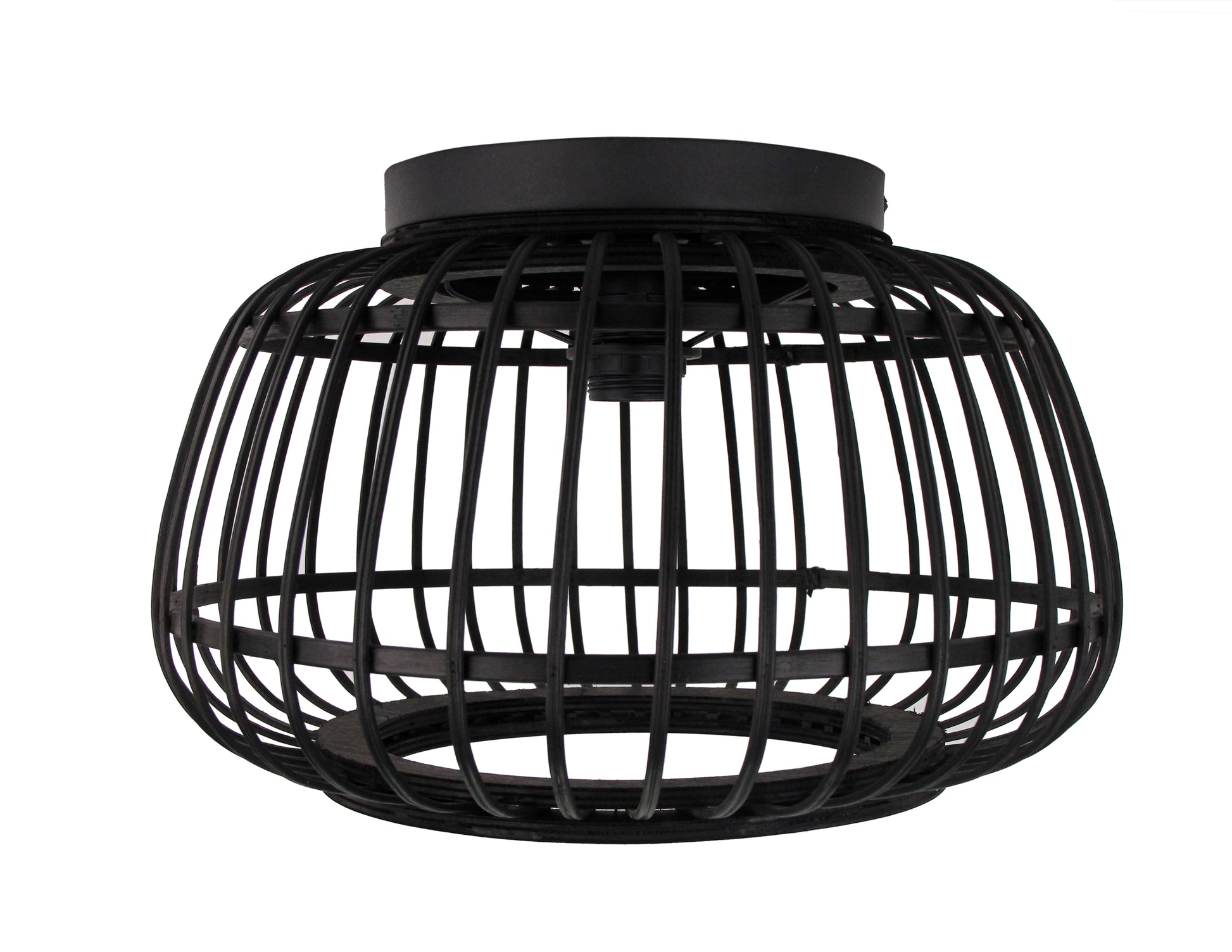 Chericoni Nature Trapeze plafondlamp zwart, 1 lichts, Ø40 cm, E27 fitting, uitgeschakeld voor moderne interieurverlichting.