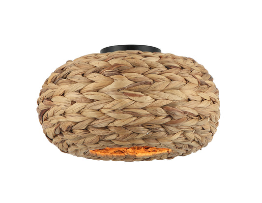 Chericoni Nature Treccia plafondlamp 1 licht Ø 35 cm bamboe, vooraanzicht met lichtbron.