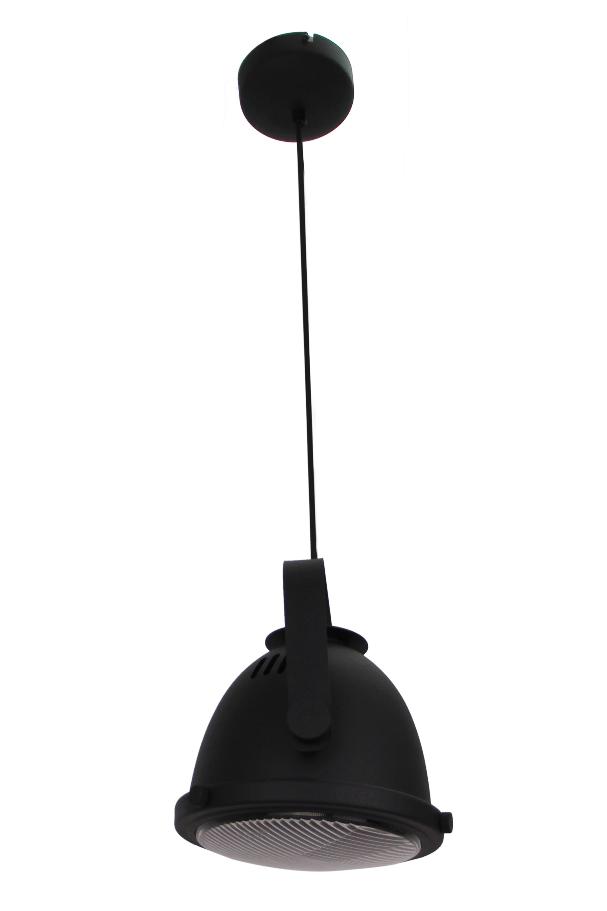 Chericoni Nero hanglamp 1 licht Ø 20 cm E27, zwart met glas, zijaanzicht van het elegante ontwerp.