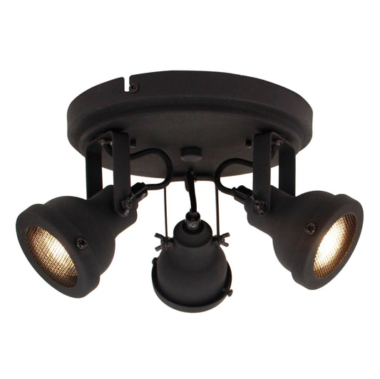 Chericoni Nero spot 3 lichts Ø 8 cm GU10, zwart, moderne spotlamp voor sfeervolle en gerichte verlichting.