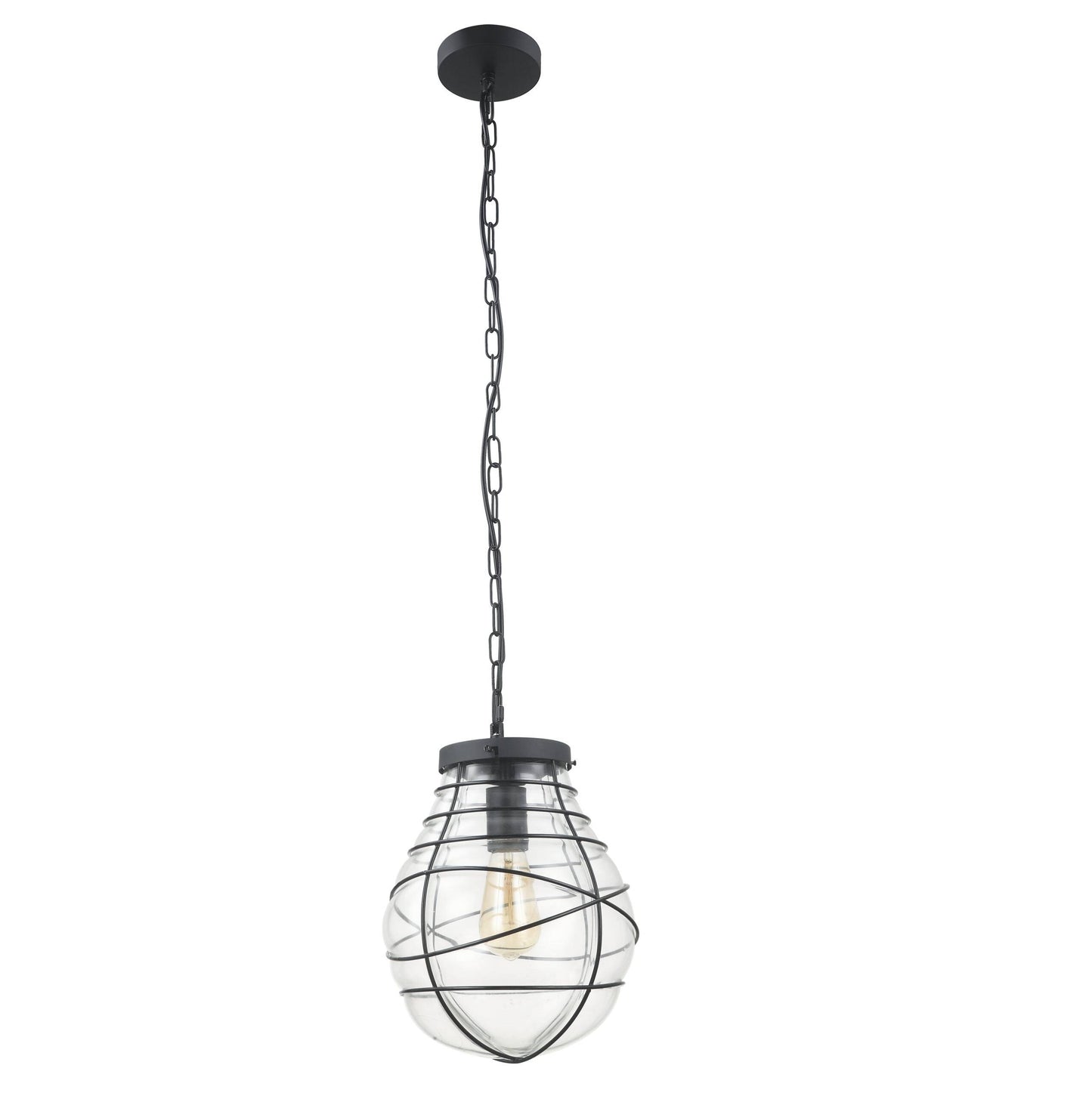 Venezia Tre hanglamp – zwart – metaal – glas