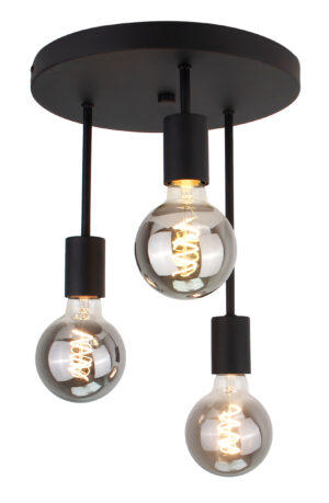 Chericoni Basic plafondlamp - 3 lichts - Ø30cm - E27 - 3 hoogtes - Zwart